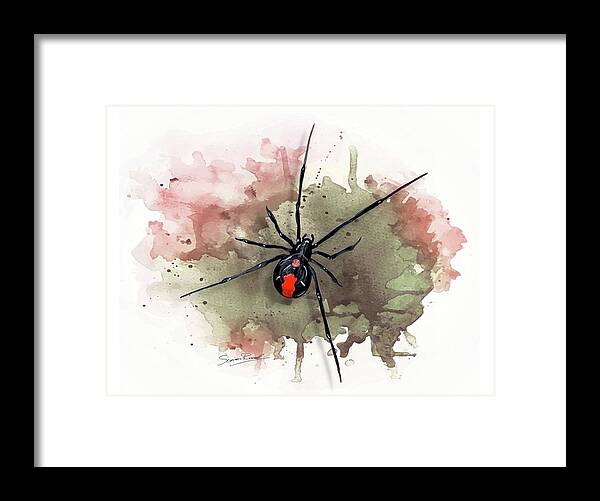 Art Framed Print featuring the painting Australian Redback Spider by Simon Read