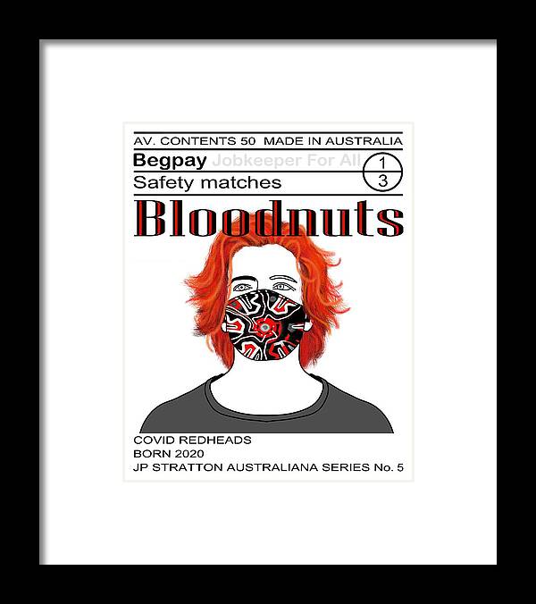 Australiana Framed Print featuring the drawing Australiana Iconic Matches Bloodnut Male II by Joan Stratton