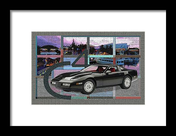 Autoart Vettes Framed Print featuring the digital art AUTOart Vettes / C4our by David Squibb