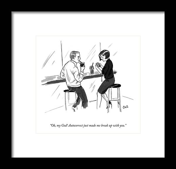 oh Framed Print featuring the drawing Autocorrect Made Me by Carolita Johnson