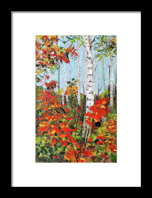 Aspen Trees Framed Print featuring the painting Autumn aspens by Asha Sudhaker Shenoy