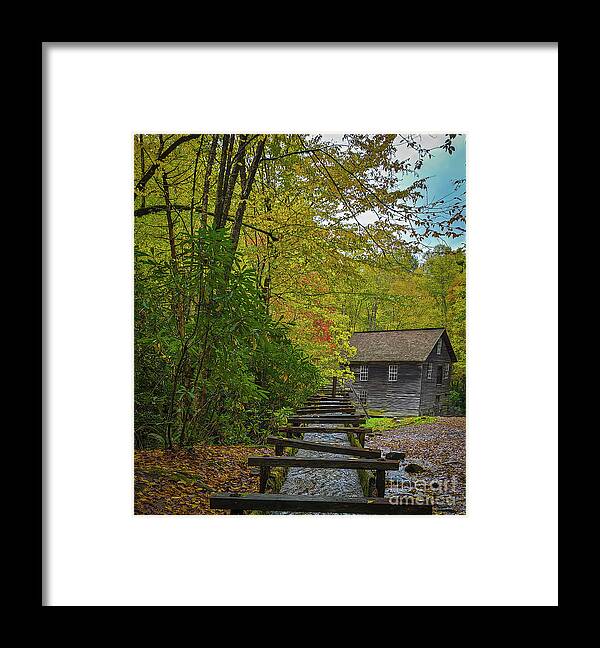 Antique Grist Mill Framed Print featuring the photograph Autumn at Mingus Mill by Ron Long Ltd Photography