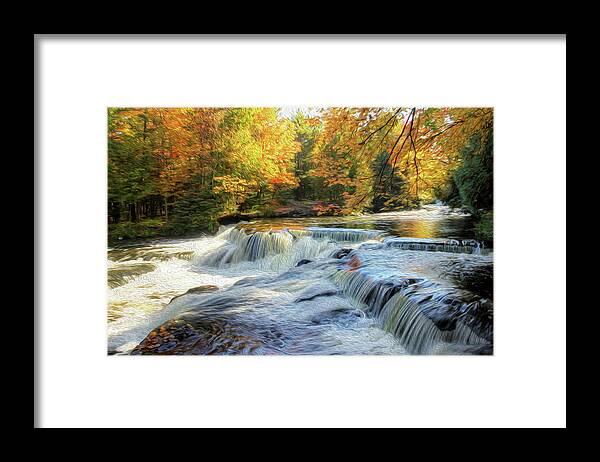 Waterfalls Framed Print featuring the photograph Painting of Autumn at the Cascades by Robert Carter