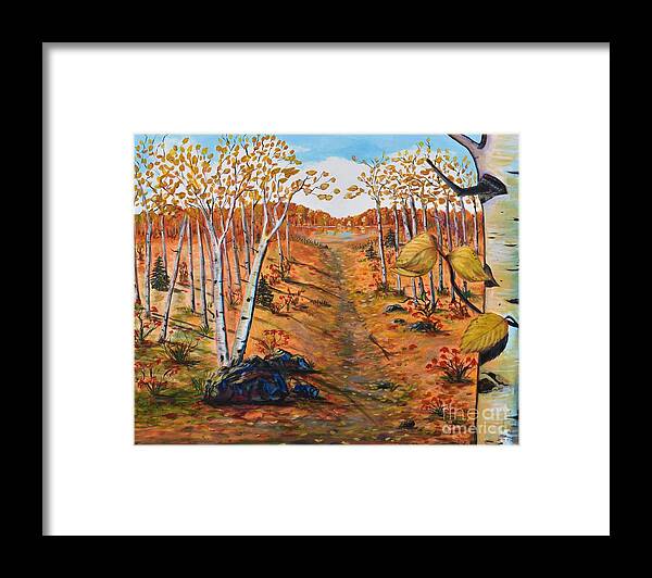 Autumn Framed Print featuring the painting Autumn Birches by Monika Shepherdson