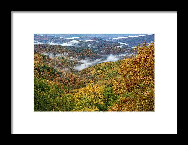 Vivid Autumn Landscape On The Blue Ridge Framed Print featuring the photograph Autumn Blue Ridge Mountains by Dan Sproul