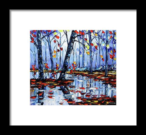 Golden Autumn Framed Print featuring the painting Autumn By The River by Mirek Kuzniar