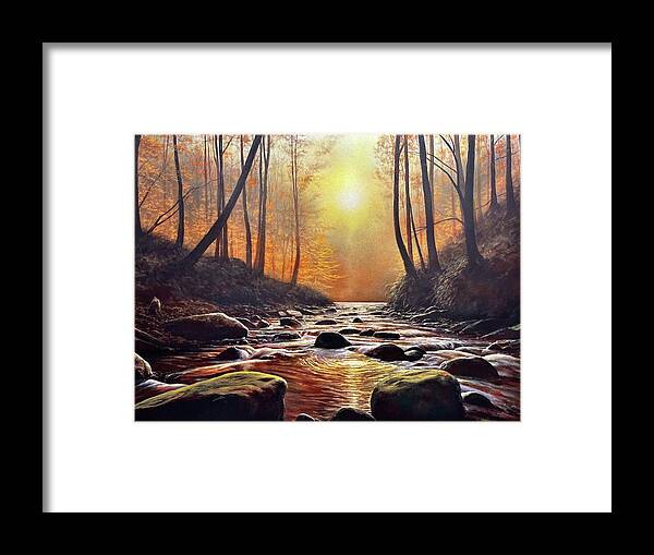 Autumn Framed Print featuring the painting Autumn creek by Dan Nance