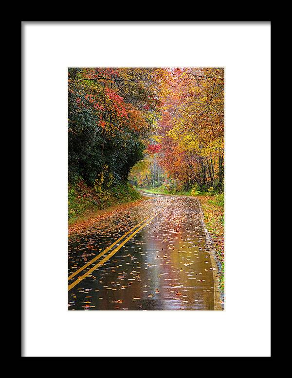 Carolina Framed Print featuring the photograph Autumn Drive II by Debra and Dave Vanderlaan