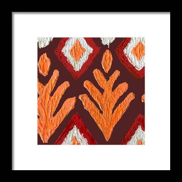 Acrylic Painting Framed Print featuring the photograph Autumn Ikat Posterized Painting by work by Lisa Kling