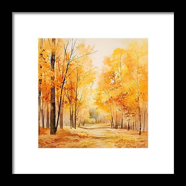 Autumn Watercolor Painting Framed Print featuring the painting Autumn Impressionist - Four Seasons Art by Lourry Legarde