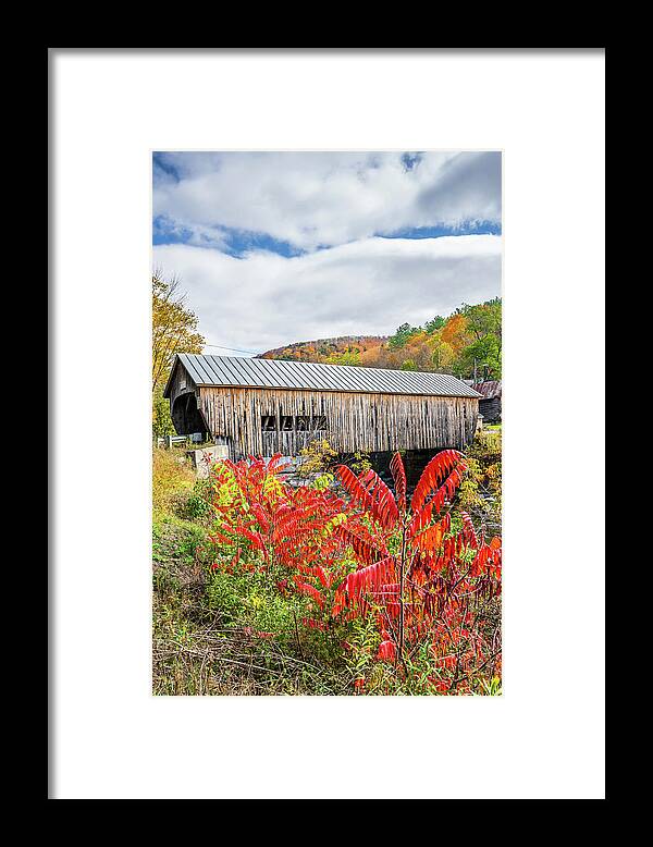 Bridge Framed Print featuring the photograph Autumn in Vermont at Hayward Covered Bridge by Ron Long Ltd Photography