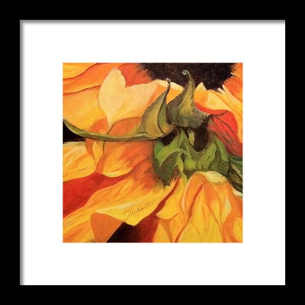 Sunflower Framed Print featuring the painting Autumn memory by Juliette Becker