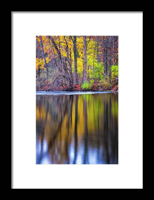 Lake Reflection Framed Print featuring the photograph Autumn Reflection III by Tom Singleton