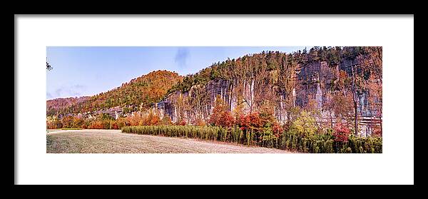 Arkansas Landscape Framed Print featuring the photograph Autumn Roark Bluff Panoramic Landscape in Northwest Arkansas by Gregory Ballos