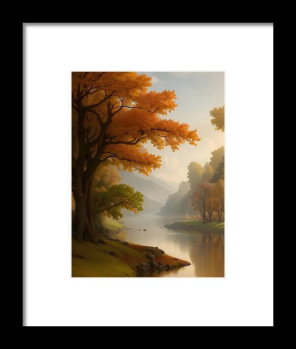Autumn Framed Print featuring the digital art Autumn Scene by Mark Greenberg
