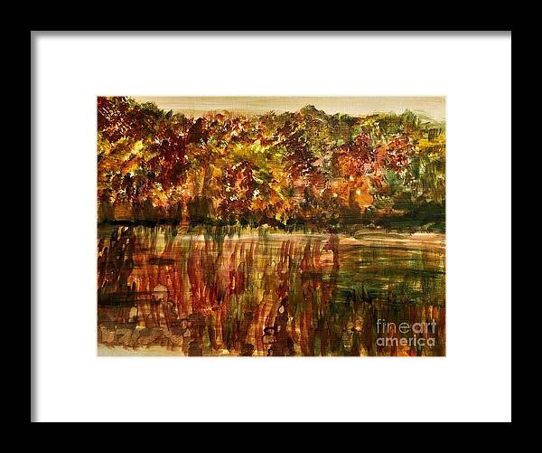 Autumn Framed Print featuring the painting Autumn Swamp by Deb Stroh-Larson