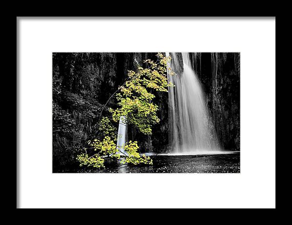 Waterfall Framed Print featuring the photograph Autumn Tree and Waterfall by Artur Bogacki
