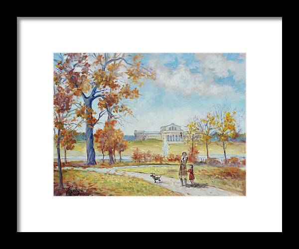 St.louis Framed Print featuring the painting Autumn Walk, Forest Park, St.Louis by Irek Szelag