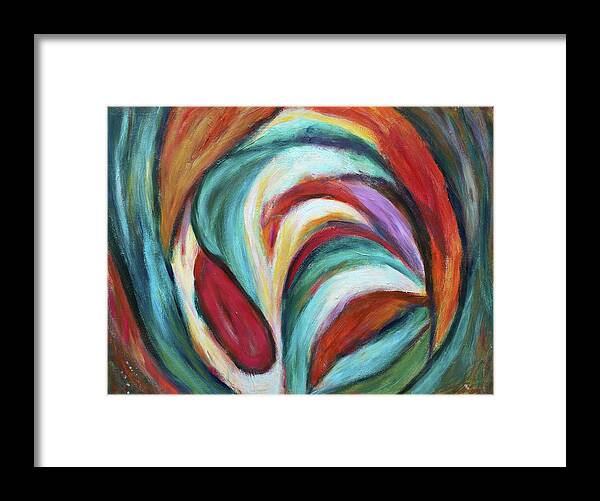 Abstract Framed Print featuring the painting Autumnal by Maria Meester