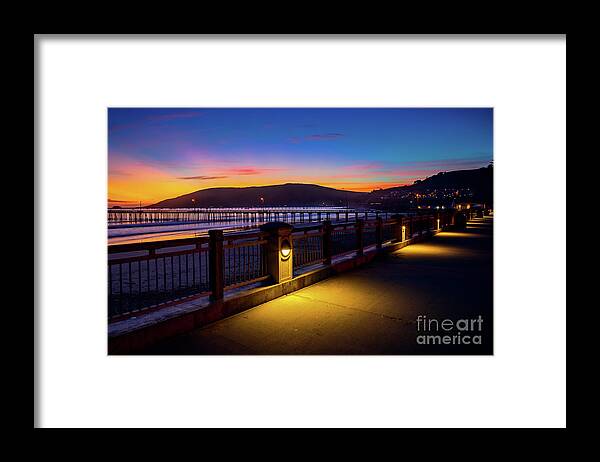 Sunset Framed Print featuring the photograph Avila Beach Walkway by Mimi Ditchie