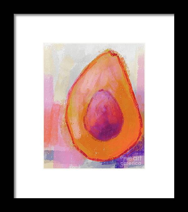 Red Avocado Framed Print featuring the digital art Avocado Modern Art Kitchen Decor in Multicolor Eclectic by Patricia Awapara