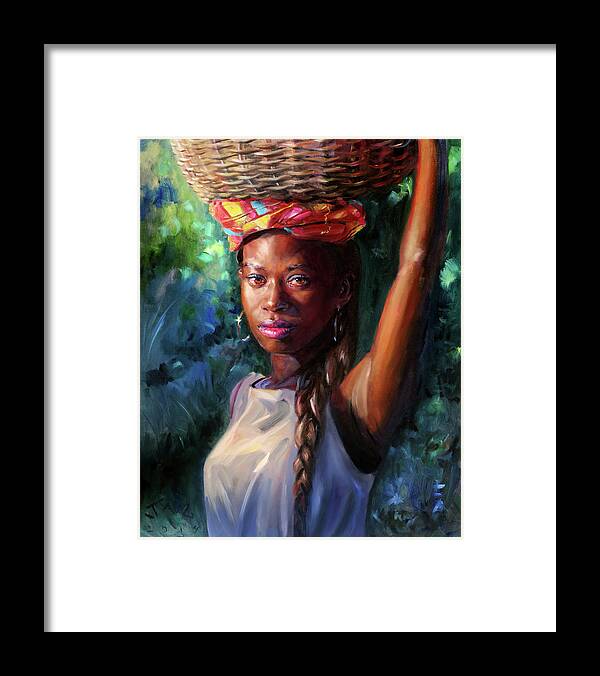 Caribbean Framed Print featuring the painting Avon with Basket by Jonathan Gladding