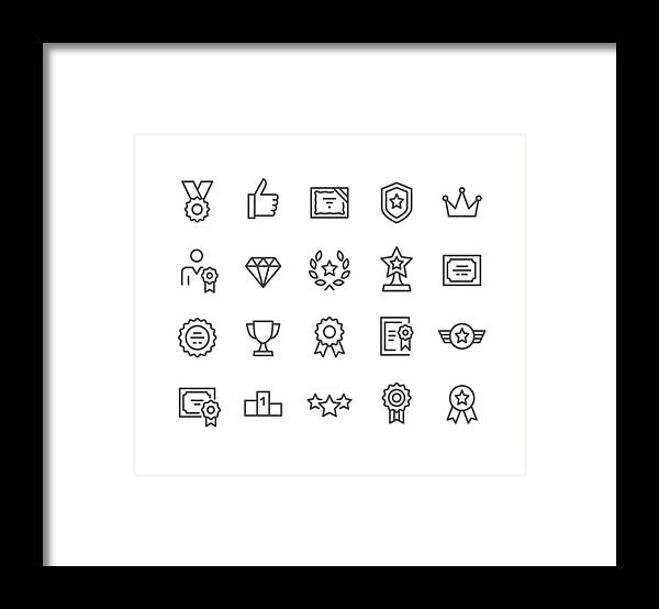 Stroking Framed Print featuring the drawing Awards Icons - Classic Line Series by -victor-