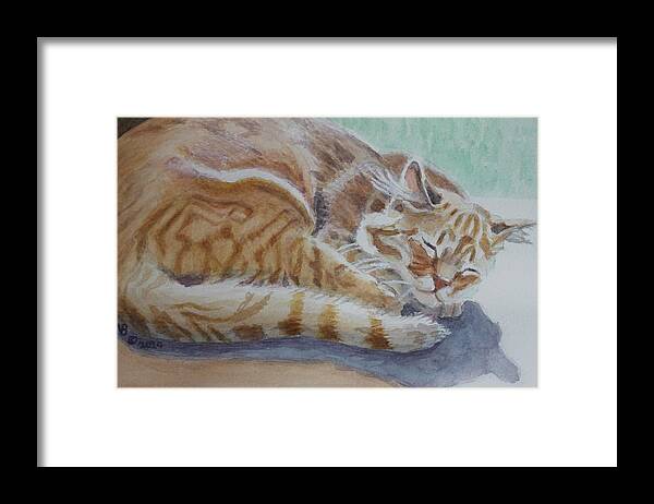 Cat Framed Print featuring the painting Awimaweh by Vera Smith