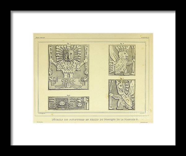 Details Framed Print featuring the photograph Aymara Temple details 1844 u1 by Historic illustrations