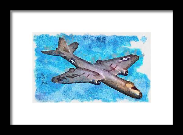 B-57 Framed Print featuring the mixed media B-57 in flight by Christopher Reed