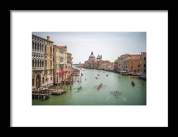 Fine Art Framed Print featuring the photograph B0006871 - Regatta on the Gran Canal, Venice by Marco Missiaja