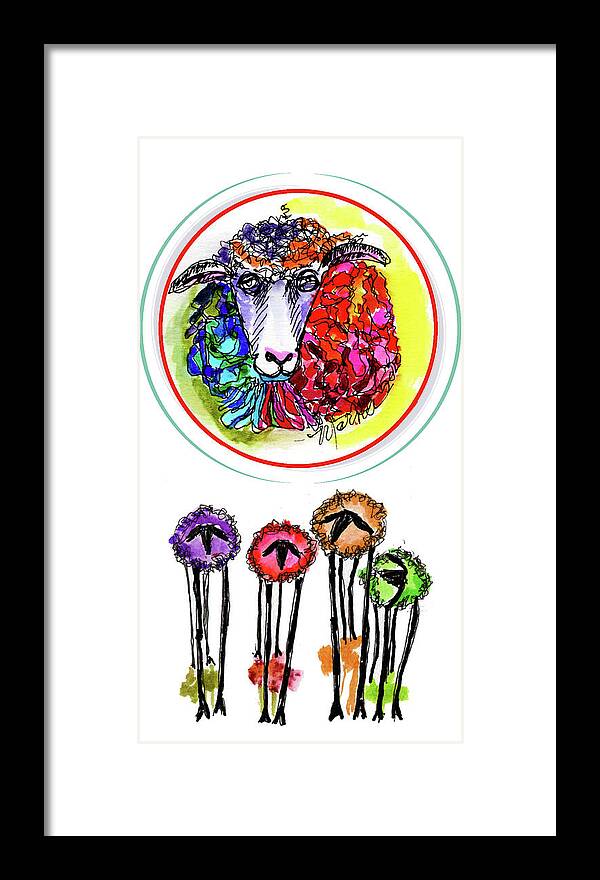 Fairy Collection Framed Print featuring the drawing Ba Ba Red Sheep by Marnie Clark