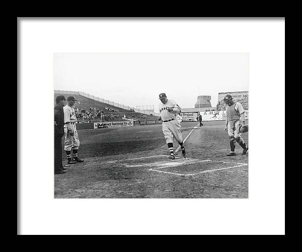 Baseball Cap Framed Print featuring the photograph Babe Ruth by Fpg