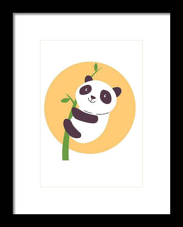 Adorable Framed Print featuring the digital art Baby Panda Hugging an Eucalyptus Plant by Jacob Zelazny