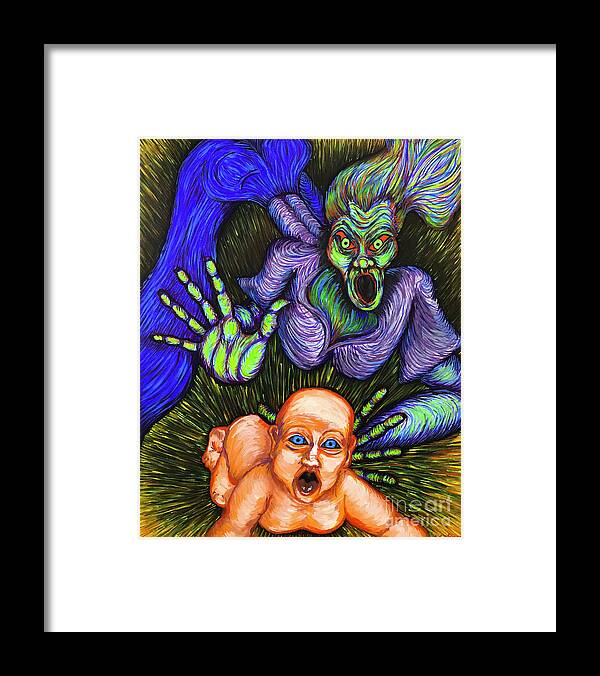 Child Abuse Framed Print featuring the painting Baby Remembers by Amy E Fraser