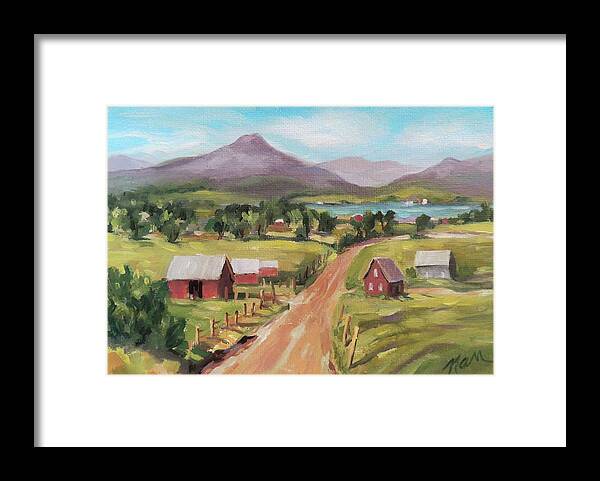 Impressionism Framed Print featuring the painting Back Road to the Lake by Nancy Griswold
