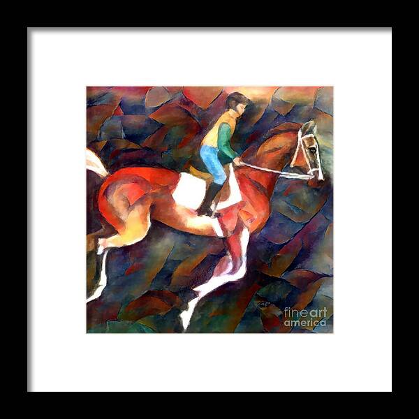 Horse Racing Framed Print featuring the digital art Backstretch Thoroughbred 003 by Stacey Mayer
