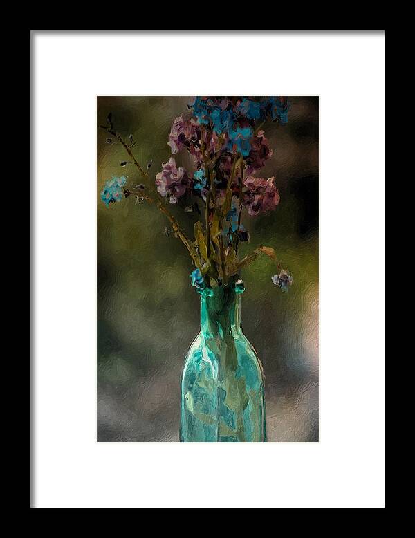 Mixed Media Framed Print featuring the digital art Backyard Bouquet by Bonnie Bruno