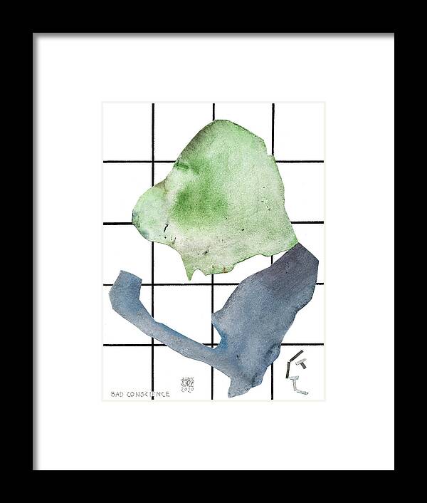 Cut Outs Framed Print featuring the mixed media Bad Conscience by Hans Egil Saele
