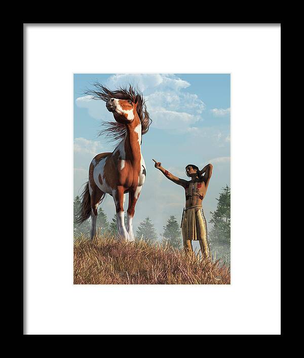Native American Framed Print featuring the digital art Bad Horse by Daniel Eskridge