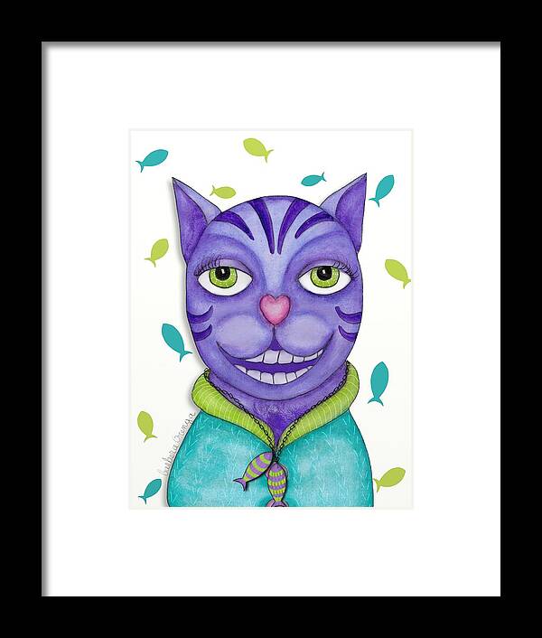 Illustration Framed Print featuring the mixed media BadBoy Cat by Barbara Orenya