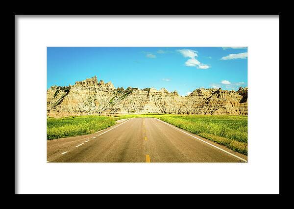 Badlands Framed Print featuring the photograph Badlands road by GLENN Mohs