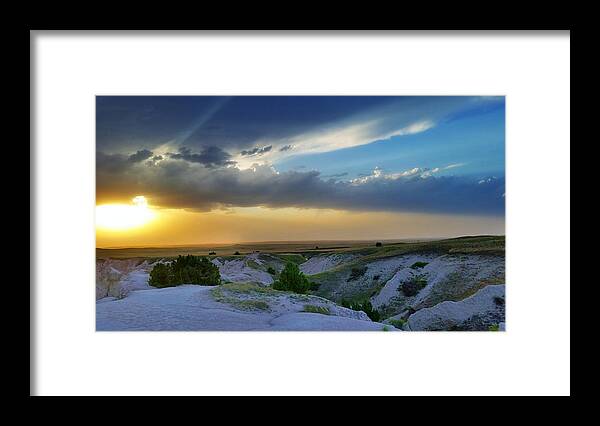 Weather Framed Print featuring the photograph Badlands Spring Storm by Ally White