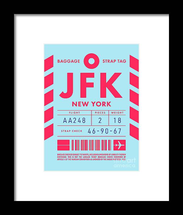 Airline Framed Print featuring the digital art Baggage Tag D - JFK New York USA by Organic Synthesis
