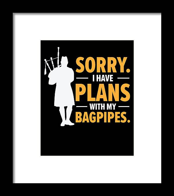 Bagpiper Framed Print featuring the digital art Bagpiper Bagpiping Bagpipes Scotsman Musician Player by Toms Tee Store