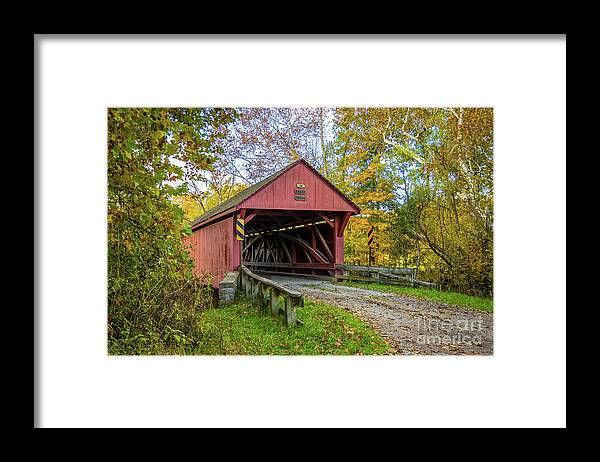 Bailey Bridge Framed Print featuring the photograph Bailey Covered Bridge, Washington County, PA by Sturgeon Photography