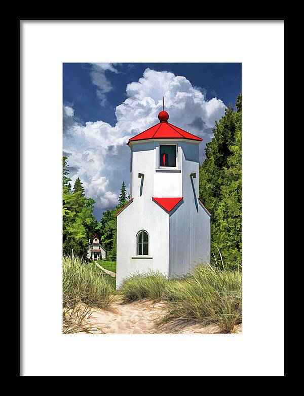 Door County Framed Print featuring the painting Baileys Harbor Range Lights by Christopher Arndt