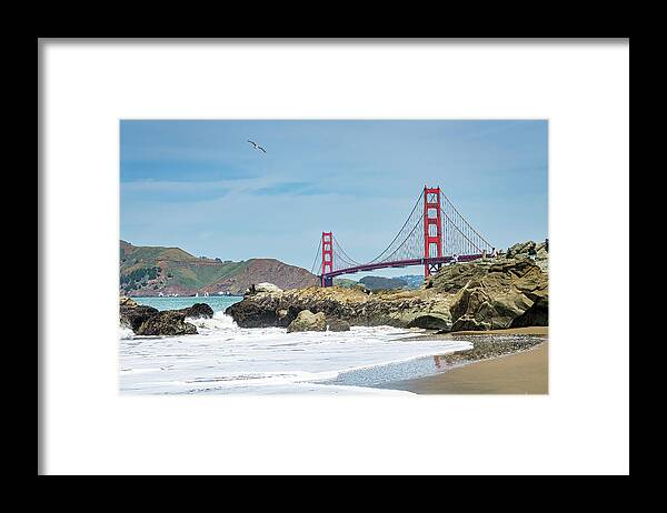 Golden Gate Bridge Framed Print featuring the photograph Baker Beach by Marla Brown