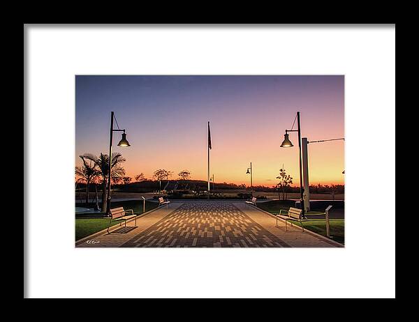 Office Framed Print featuring the photograph Baker Park - Entrance to Naples Baker Park at Dawn by Ronald Reid