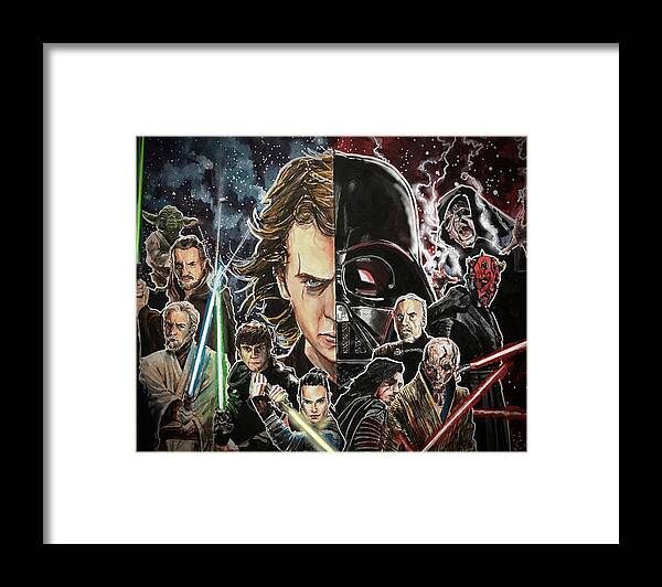 Star Wars Framed Print featuring the painting Balance of the Force by Joel Tesch